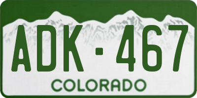 CO license plate ADK467