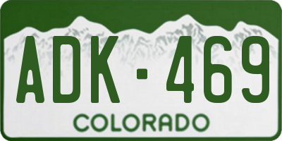 CO license plate ADK469