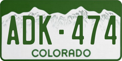 CO license plate ADK474