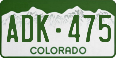 CO license plate ADK475
