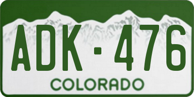 CO license plate ADK476