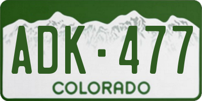 CO license plate ADK477