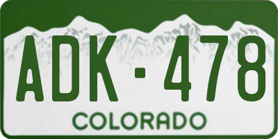 CO license plate ADK478