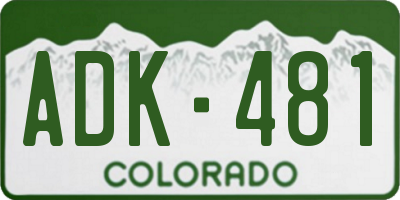 CO license plate ADK481