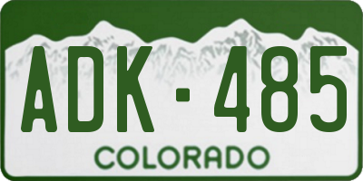 CO license plate ADK485