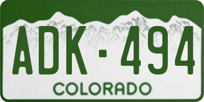 CO license plate ADK494