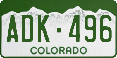 CO license plate ADK496