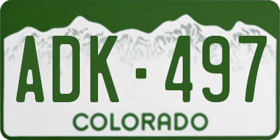 CO license plate ADK497