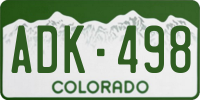 CO license plate ADK498