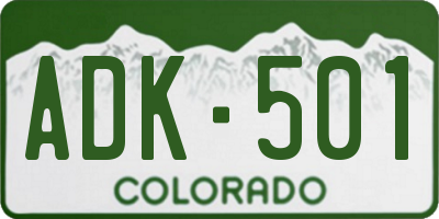 CO license plate ADK501