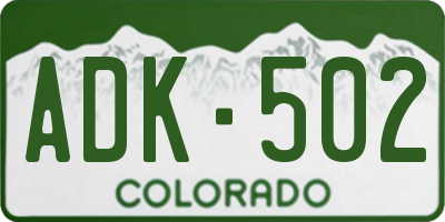 CO license plate ADK502