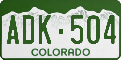 CO license plate ADK504