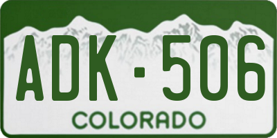 CO license plate ADK506