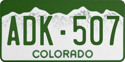 CO license plate ADK507