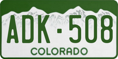 CO license plate ADK508