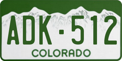 CO license plate ADK512