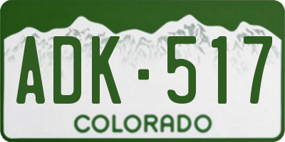CO license plate ADK517
