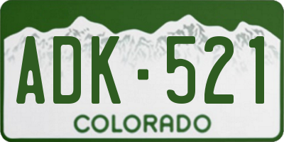 CO license plate ADK521