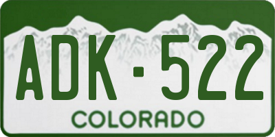 CO license plate ADK522