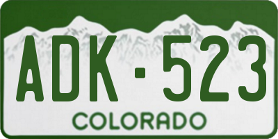CO license plate ADK523