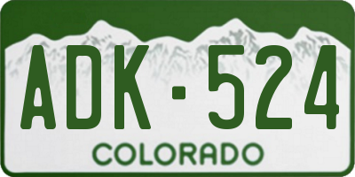 CO license plate ADK524