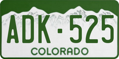 CO license plate ADK525