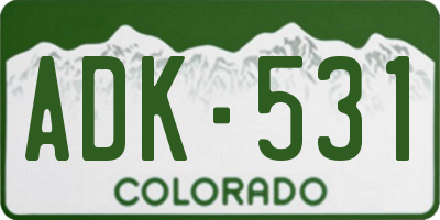 CO license plate ADK531