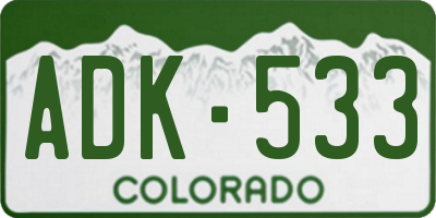 CO license plate ADK533