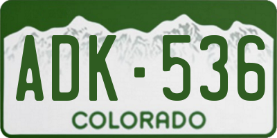CO license plate ADK536
