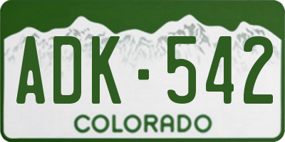 CO license plate ADK542