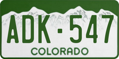 CO license plate ADK547