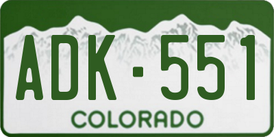 CO license plate ADK551