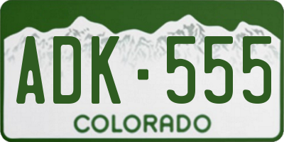 CO license plate ADK555
