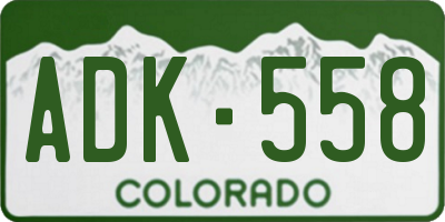 CO license plate ADK558