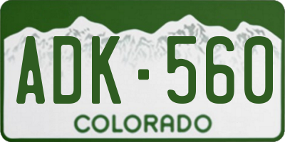 CO license plate ADK560