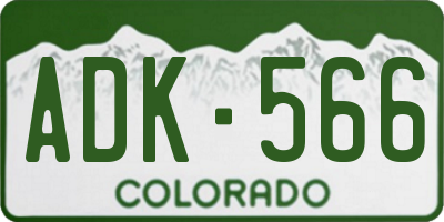 CO license plate ADK566