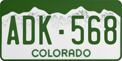 CO license plate ADK568