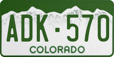 CO license plate ADK570