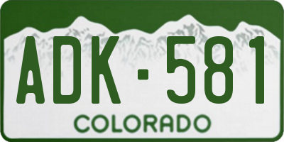 CO license plate ADK581