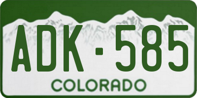 CO license plate ADK585