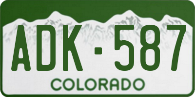 CO license plate ADK587