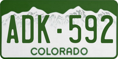CO license plate ADK592