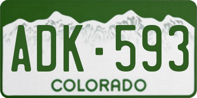 CO license plate ADK593