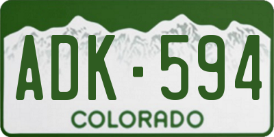 CO license plate ADK594