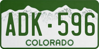 CO license plate ADK596