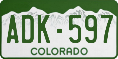CO license plate ADK597