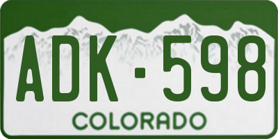 CO license plate ADK598