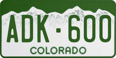 CO license plate ADK600