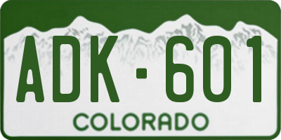 CO license plate ADK601