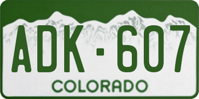 CO license plate ADK607